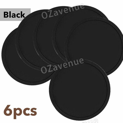 6x Set Round Black Silicone Coasters Non-slip Cup Mats Pad Drinks Table Glasses