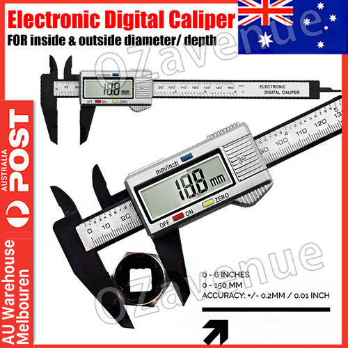 150mm LCD Electronic Digital Vernier Caliper Gauge Measure Micrometer Carbon Fib