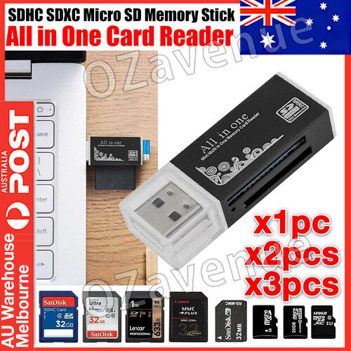 1x 2x 3x Card Reader SD SDHC SDXC MMC TF M2 MS PRO USB 2.0 14 in 1 Memory Card