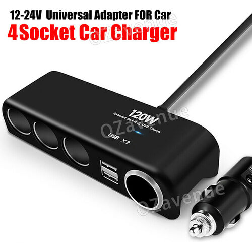 Car Lighter Multi Socket Splitter 4 Way Dual USB Power Charger Adapter AU