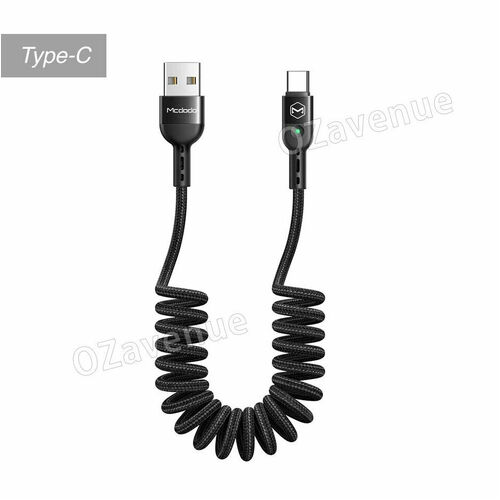MCDODO Retractable Charger For iPhone Coiled Spiral Charging Sync Cable Cord Car [Compatible Model:: For Type C]