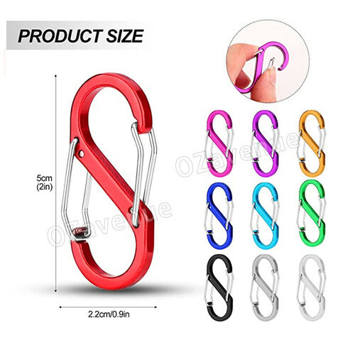 6 PCS Cable Carabiner Camping Hiking Hook Chain Key S-Ring Lock Clip Holder