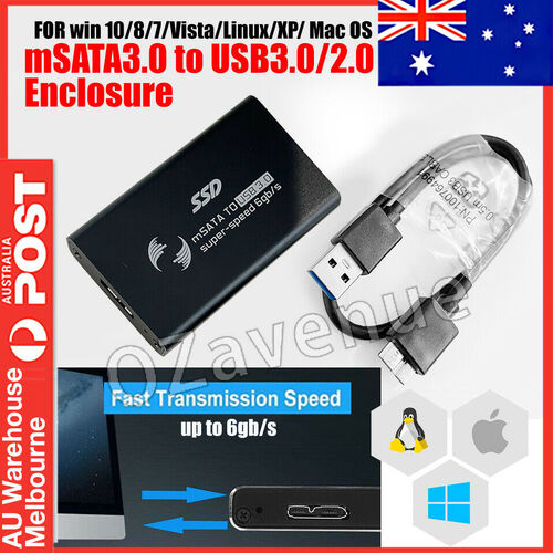 External mSATA SSD to USB 3.0 SuperSpeed Converter Adapter Enclosure Case AU