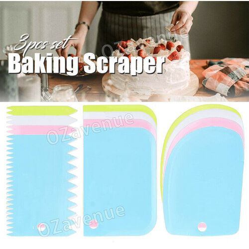 3pcs Cake Cookie Edge Scraper Baking Decorating Cutter Smoother Icing Tools