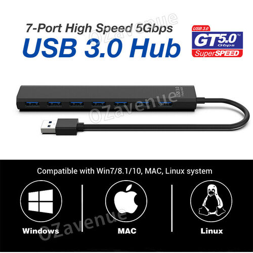 Multi 7 Port 3.0 USB HUB Powered with High Speed Splitter Extender Adapter Cable
