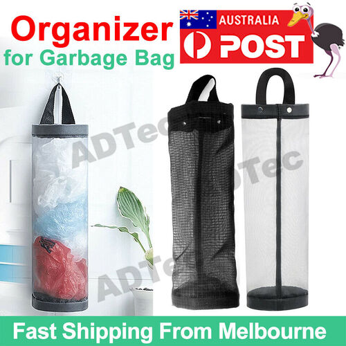 Plastic Bag Holder Dispenser Mesh Storage Tash Garbage Bags Organizer Hanging AU