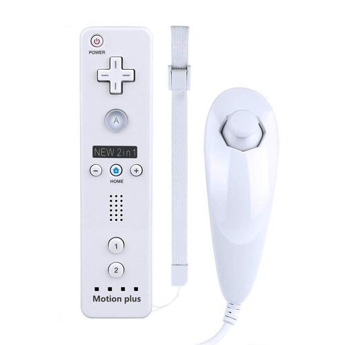 2-in-1 Wii Remote Nunchuck Controller Set - Built-in Motion Plus - For Nintendo Wii U