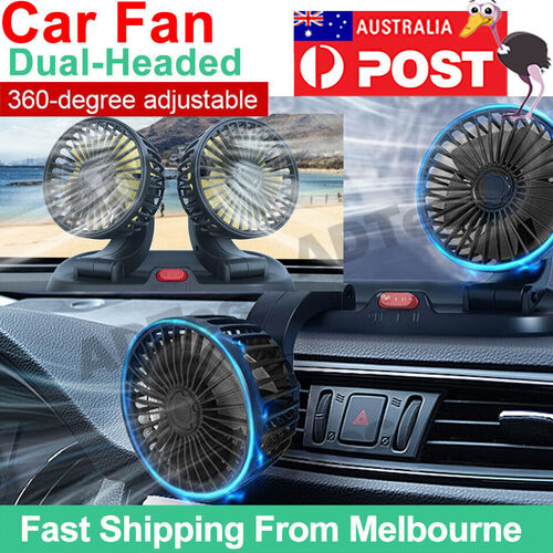 360°Portable Adjustable Car Fan All-Round Dual Head Fan Car Interior Accessories