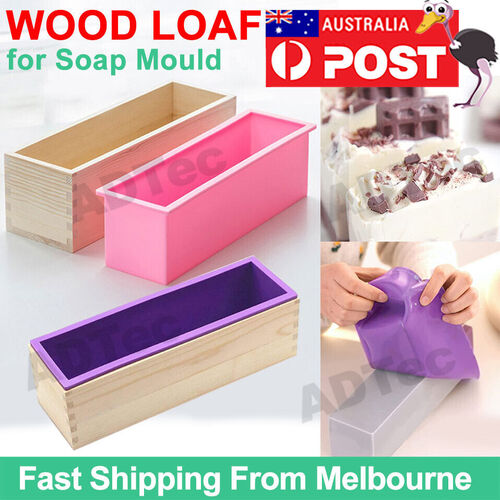 2 Packs 1.2kg Wood Loaf Soap Mould Silicone Mold Cake Making Wooden Box DIY Sets