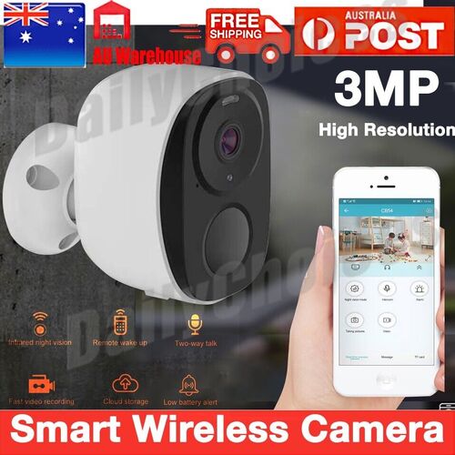 Wireless Battery Security Camera System WIFI Outdoor 3MP HD Rechargeable PIR