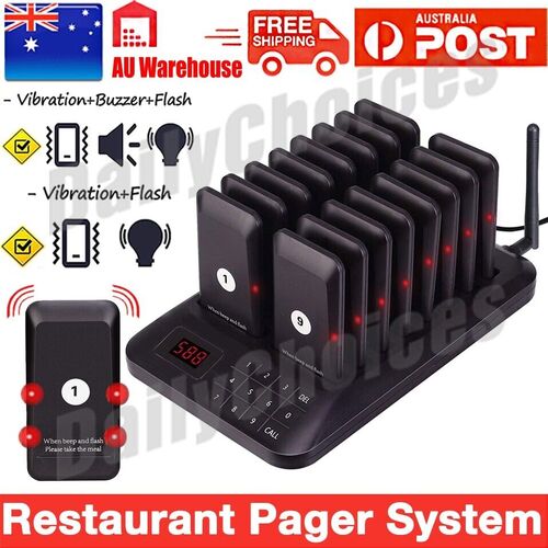 16 Restaurant Coaster Pager Guest Call Wireless Paging Queuing Calling System AU